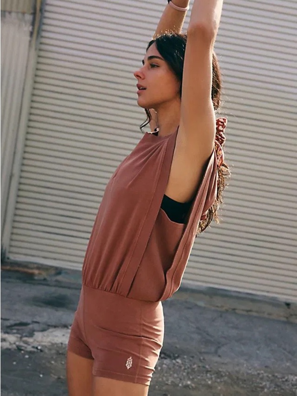 Free People Movement Hot Shot Onesie Romper Dusty Rose Mauve S/P